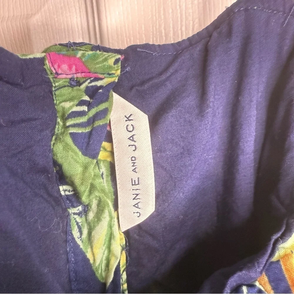 Janie and Jack Tropical Monkey Print Dress with Strappy Back Girls Size 12 GUC